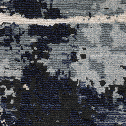 Caravan Abstract Blue/ Blue Cut Pile Rug