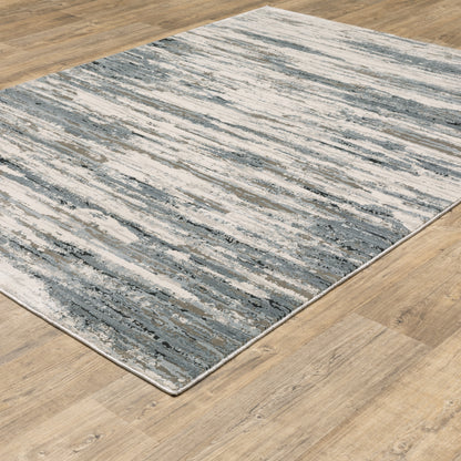 Caravan Abstract Beige/ Blue Cut Pile Rug