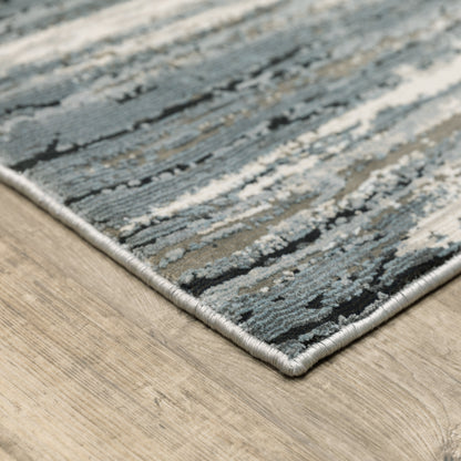 Caravan Abstract Beige/ Blue Cut Pile Rug