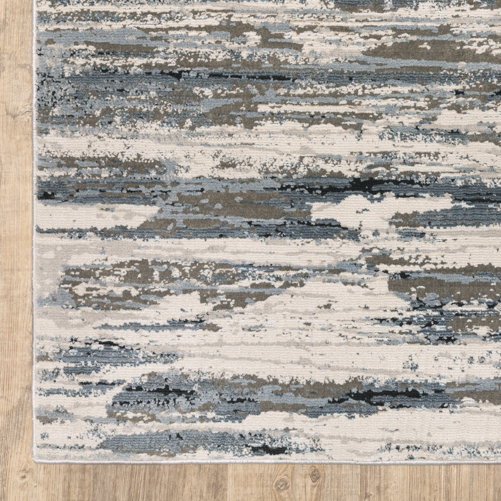 Caravan Abstract Beige/ Blue Cut Pile Rug