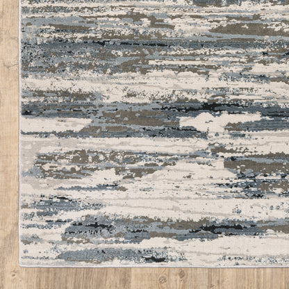 Caravan Abstract Beige/ Blue Cut Pile Rug