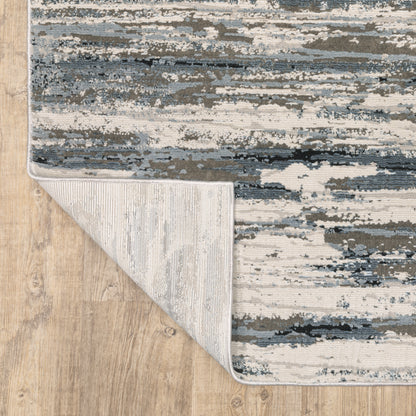 Caravan Abstract Beige/ Blue Cut Pile Rug