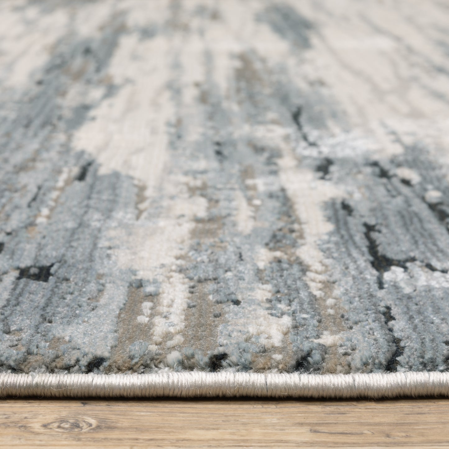Caravan Abstract Beige/ Blue Cut Pile Rug