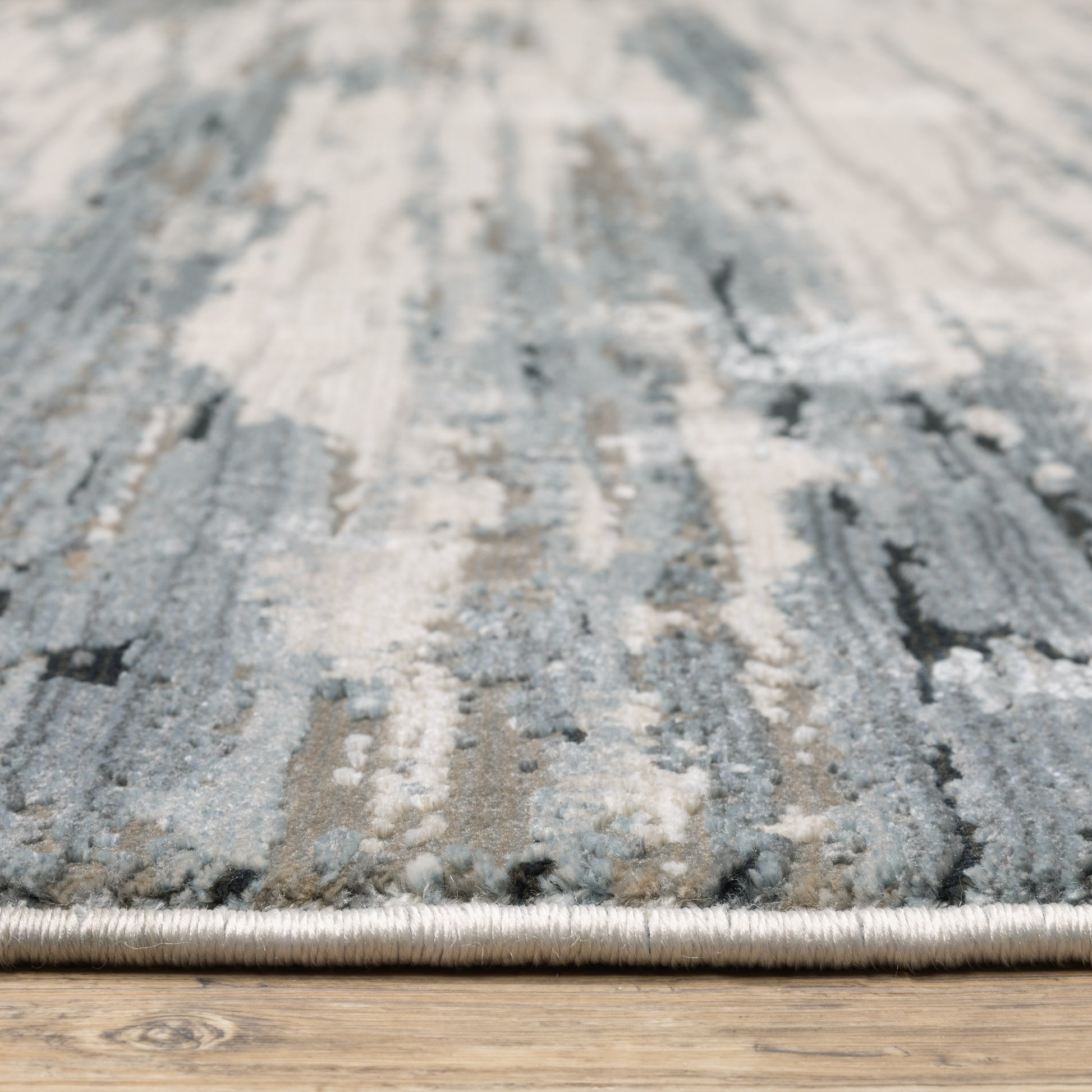 Caravan Abstract Beige/ Blue Cut Pile Rug
