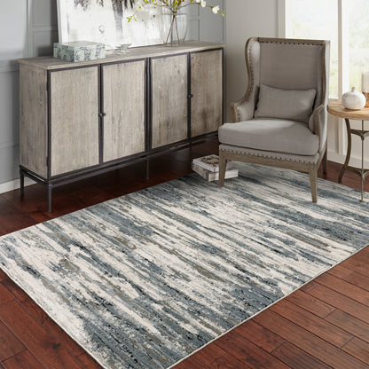 Caravan Abstract Beige/ Blue Cut Pile Rug