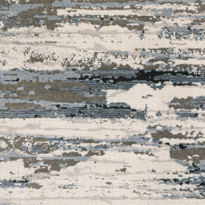 Caravan Abstract Beige/ Blue Cut Pile Rug