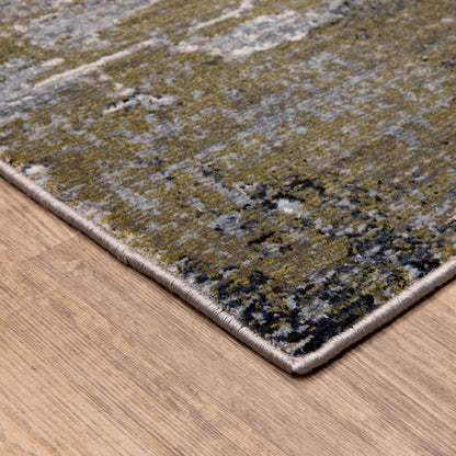 Caravan Abstract Blue/ Green Cut Pile Rug