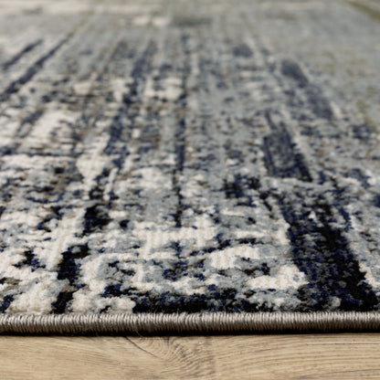 Caravan Abstract Blue/ Green Cut Pile Rug