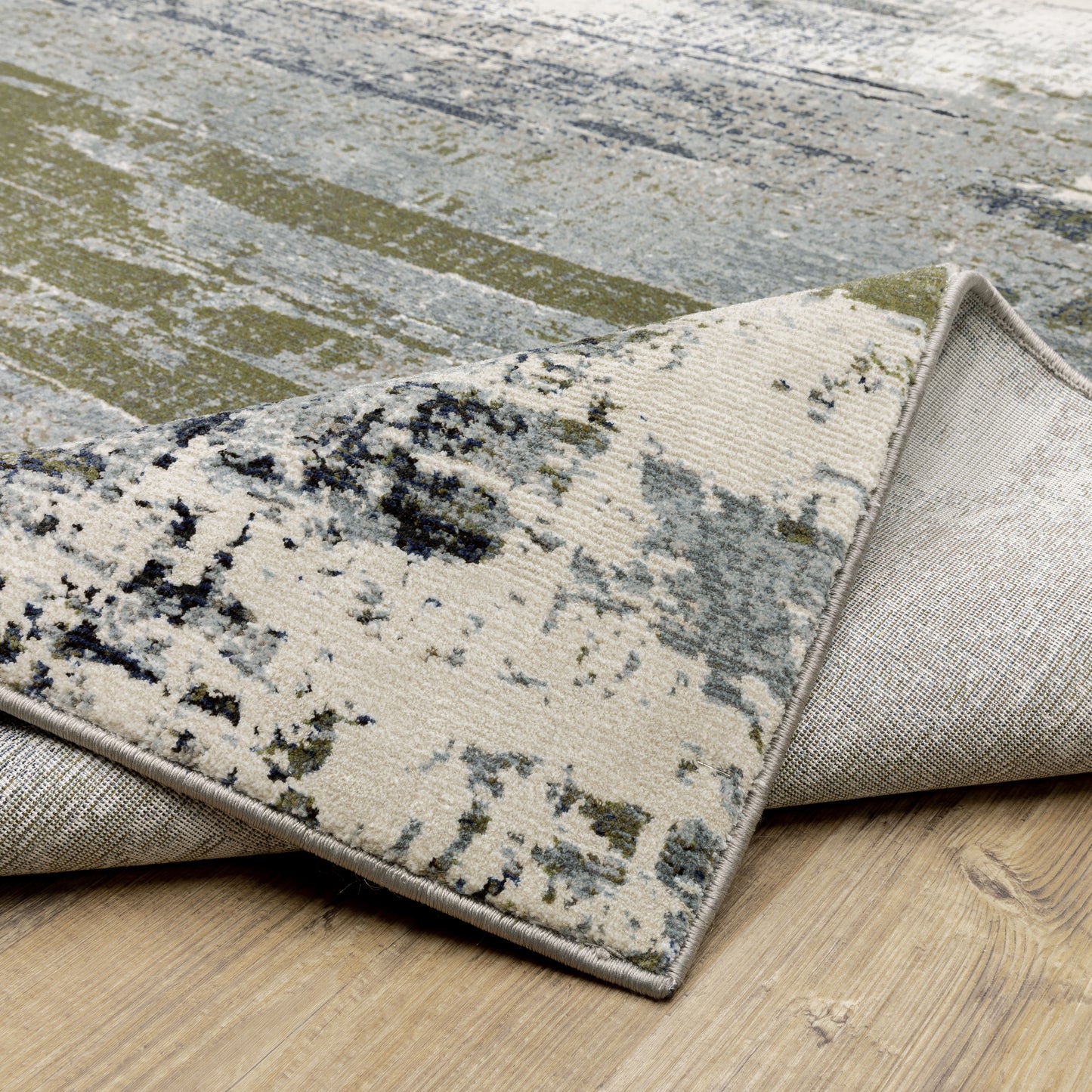 Caravan Abstract Blue/ Green Cut Pile Rug