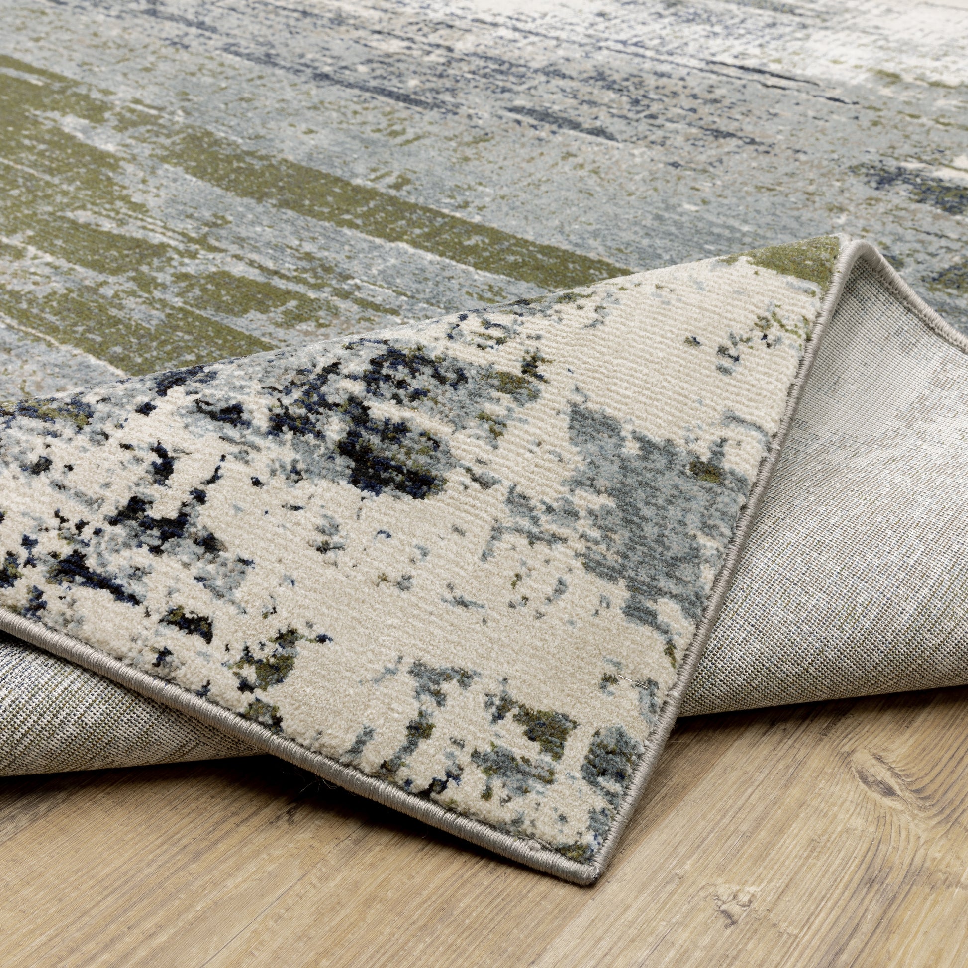 Caravan Abstract Blue/ Green Cut Pile Rug