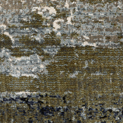 Caravan Abstract Blue/ Green Cut Pile Rug