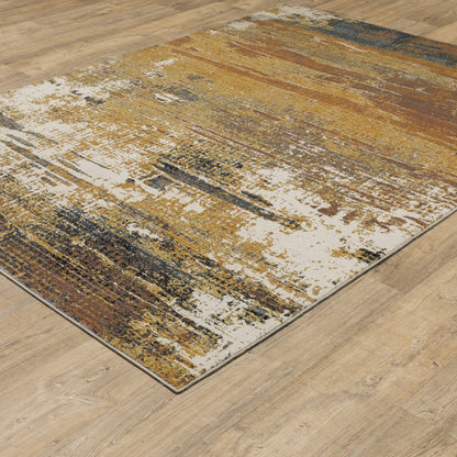 Caravan Abstract Gold/ Beige Cut Pile Rug