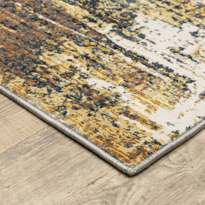 Caravan Abstract Gold/ Beige Cut Pile Rug