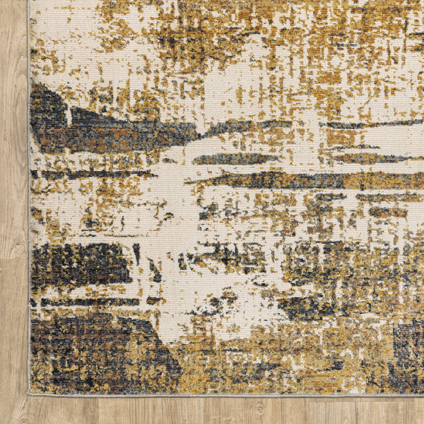 Caravan Abstract Gold/ Beige Cut Pile Rug