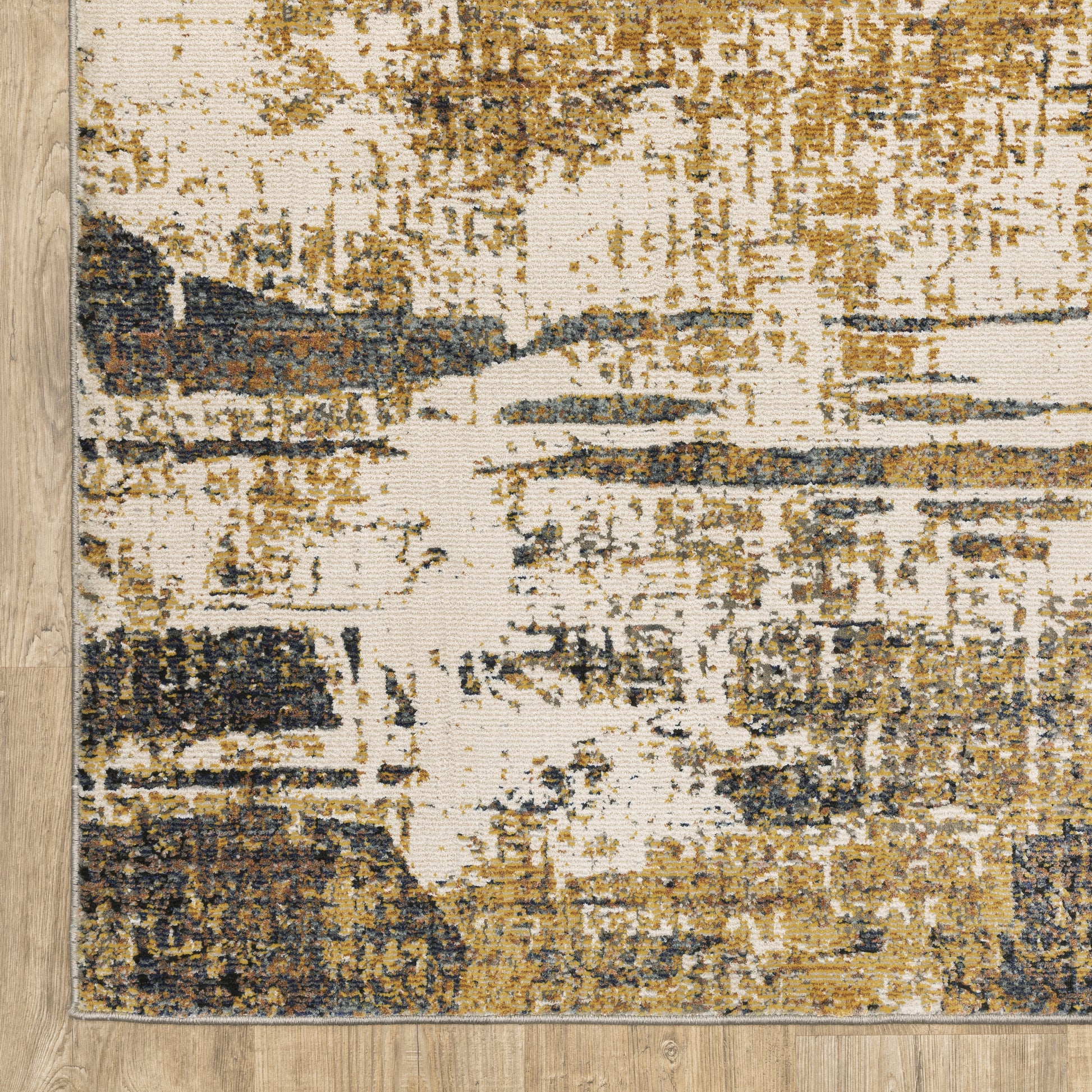 Caravan Abstract Gold/ Beige Cut Pile Rug