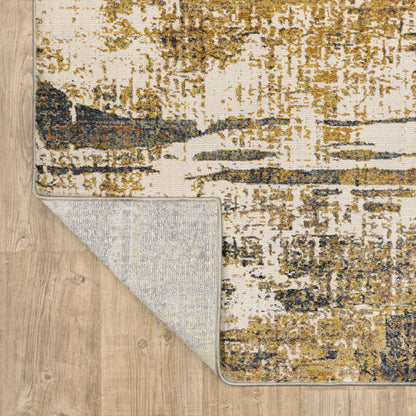 Caravan Abstract Gold/ Beige Cut Pile Rug