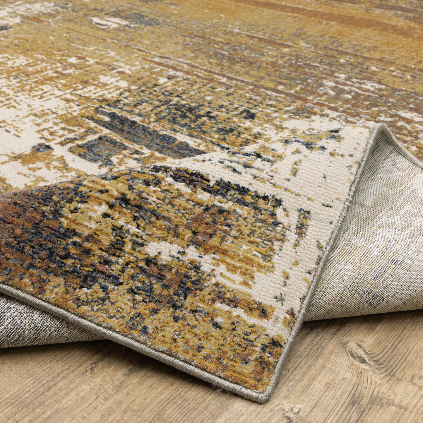 Caravan Abstract Gold/ Beige Cut Pile Rug