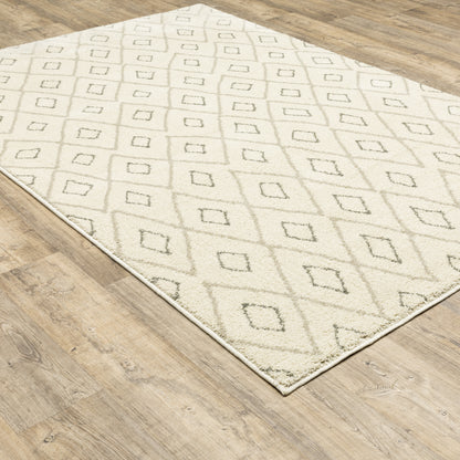 Carson Lattice Ivory/ Sand Tribal Cut Pile Rug