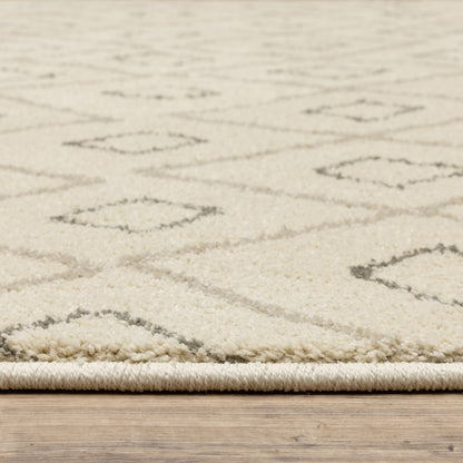 Carson Lattice Ivory/ Sand Tribal Cut Pile Rug