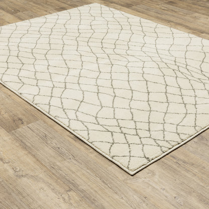 Carson Geometric Ivory/ Grey Cut Pile Rug