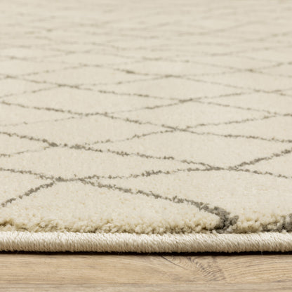 Carson Geometric Ivory/ Grey Cut Pile Rug