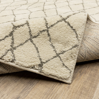 Carson Geometric Ivory/ Grey Cut Pile Rug
