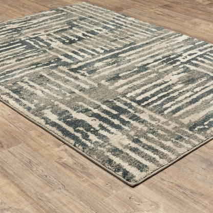 Carson Abstract Blue/ Beige Geometric Cut Pile Rug