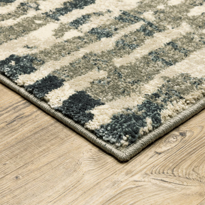 Carson Abstract Blue/ Beige Geometric Cut Pile Rug