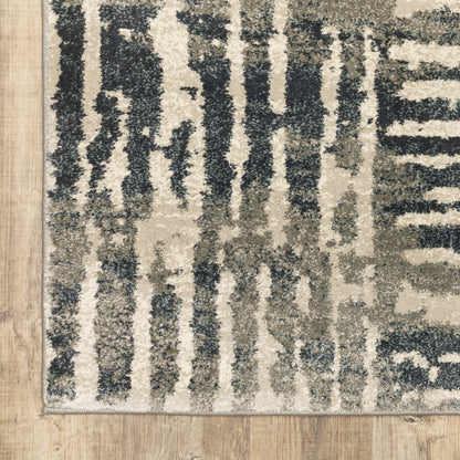 Carson Abstract Blue/ Beige Geometric Cut Pile Rug