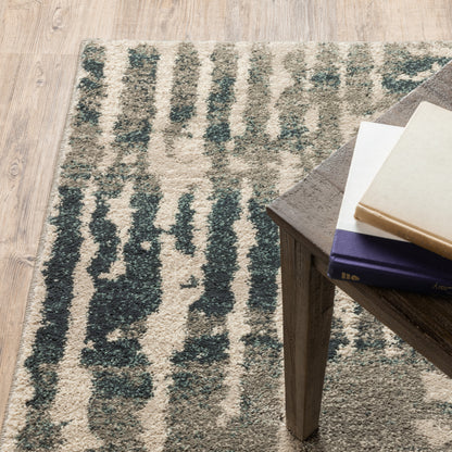 Carson Abstract Blue/ Beige Geometric Cut Pile Rug