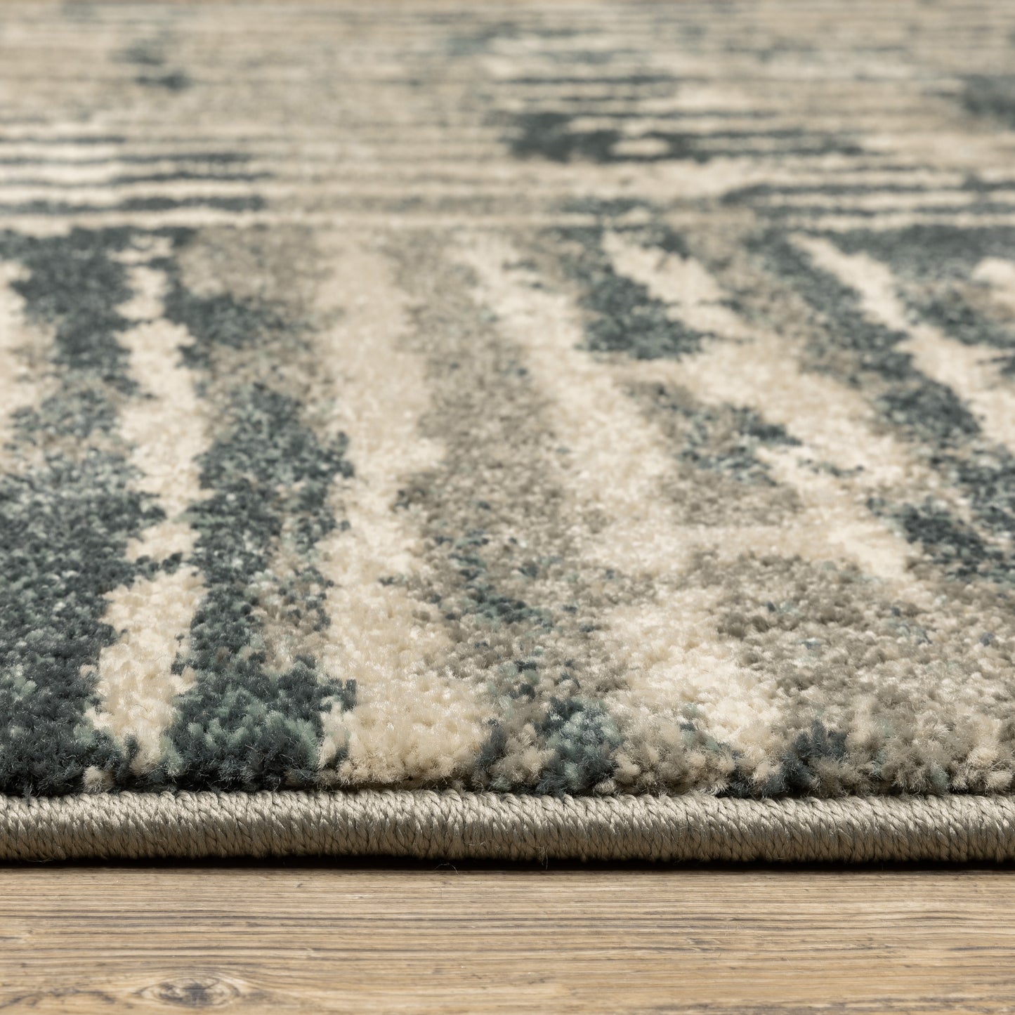 Carson Abstract Blue/ Beige Geometric Cut Pile Rug
