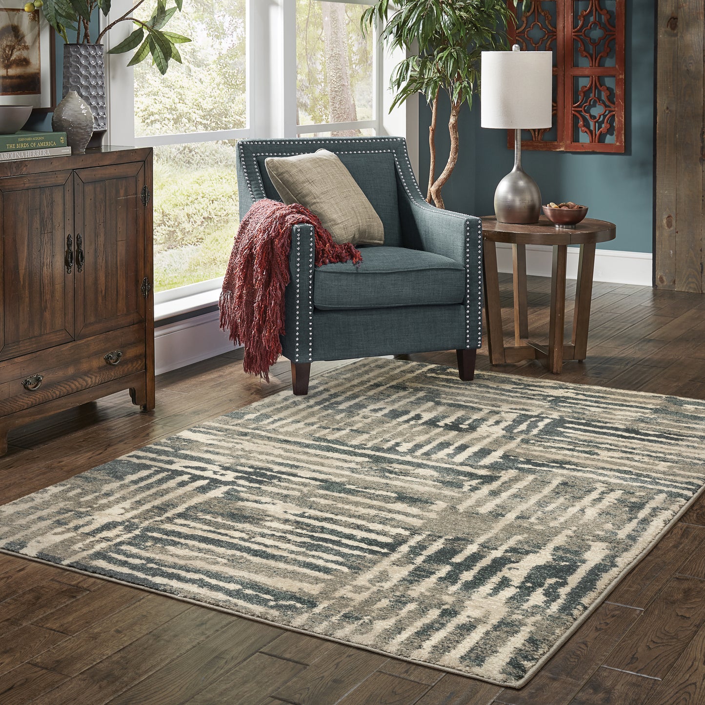 Carson 0745C Blue Abstract Rug
