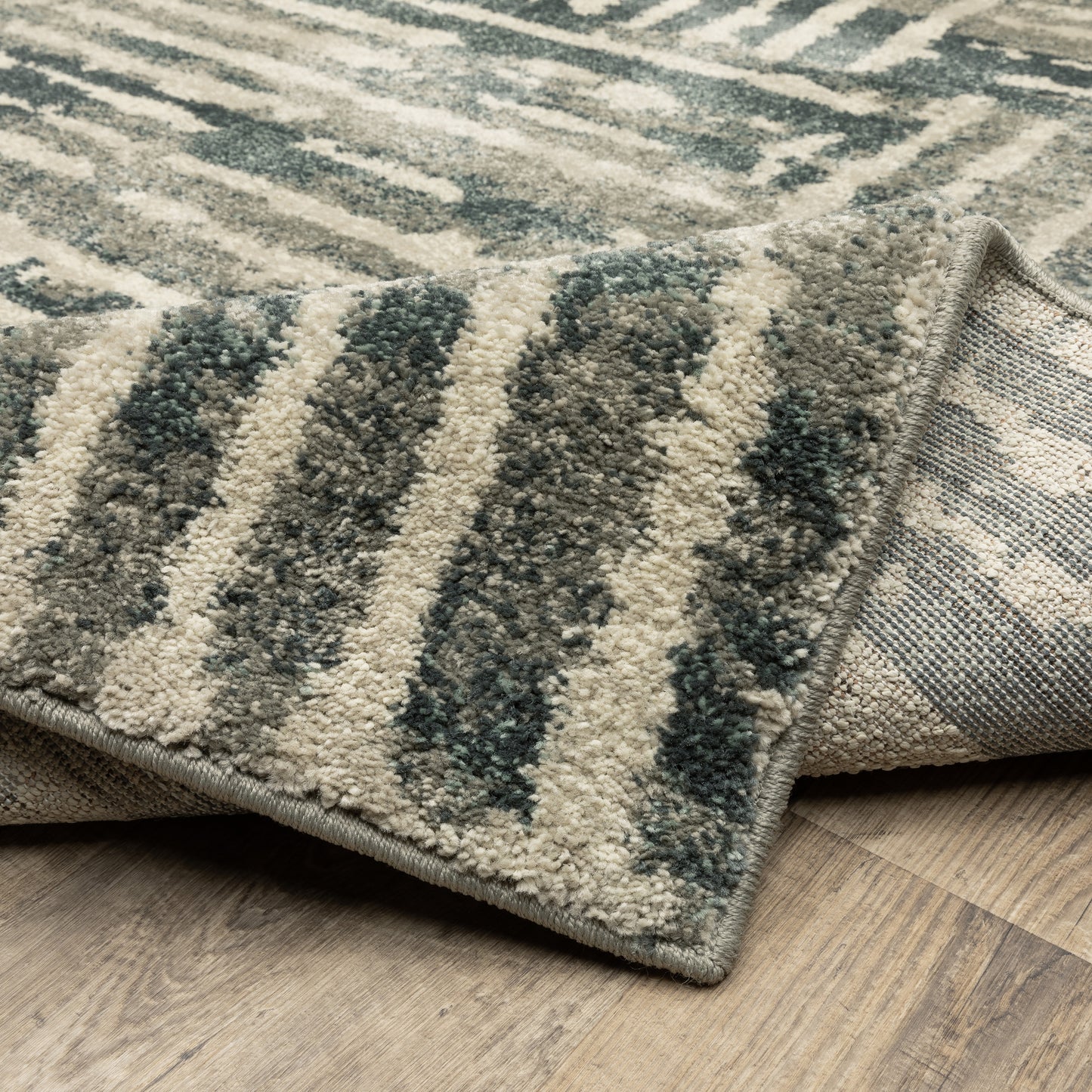 Carson Abstract Blue/ Beige Geometric Cut Pile Rug