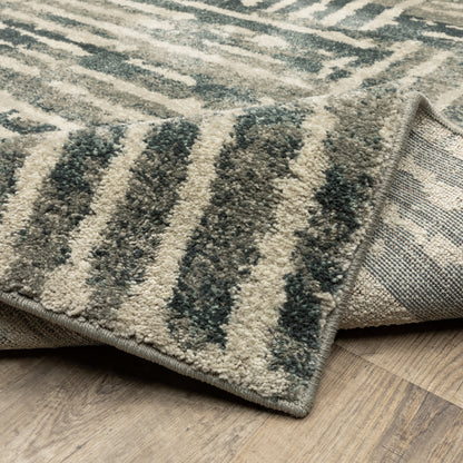Carson Abstract Blue/ Beige Geometric Cut Pile Rug