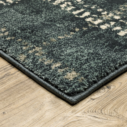 Carson Geometric Blue/ Ivory Cut Pile Rug