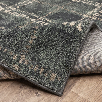 Carson Geometric Blue/ Ivory Cut Pile Rug