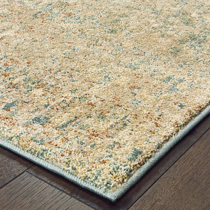 Carson Distressed Blue/ Orange Abstract Cut Pile Rug