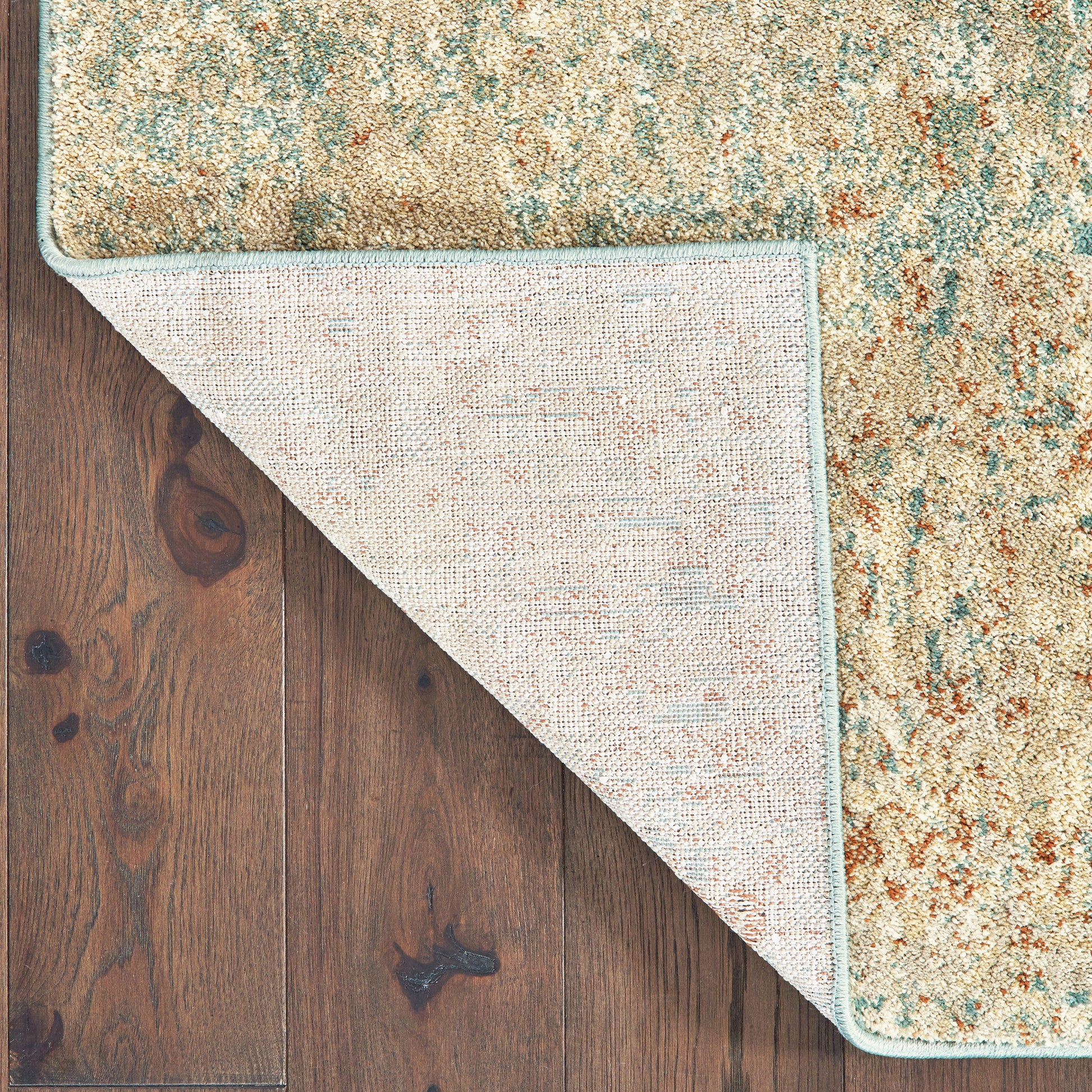 Carson Distressed Blue/ Orange Abstract Cut Pile Rug