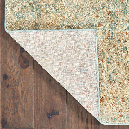 Carson Distressed Blue/ Orange Abstract Cut Pile Rug