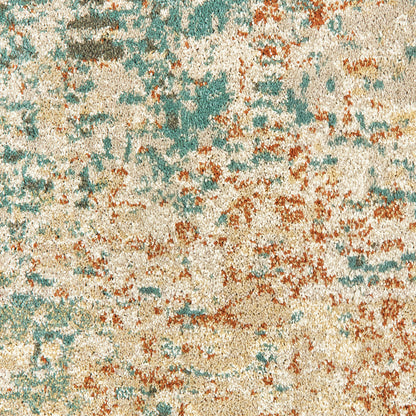 Carson Distressed Blue/ Orange Abstract Cut Pile Rug
