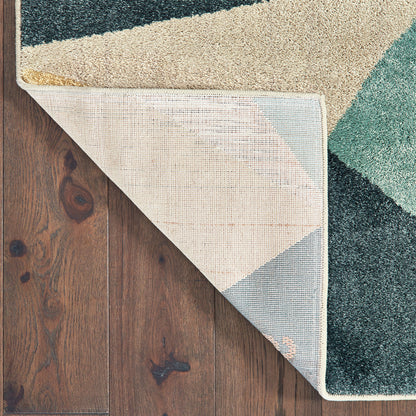 Carson Geometric Blue/ Orange Cut Pile Rug