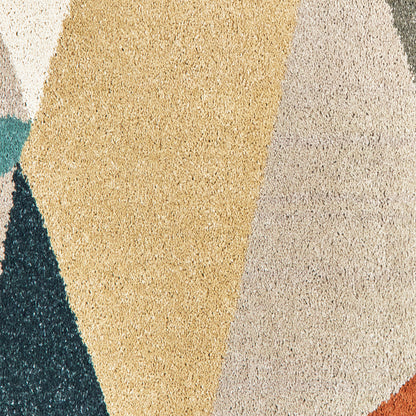 Carson Geometric Blue/ Orange Cut Pile Rug