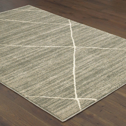 Carson Distressed Grey/ Ivory Lattice Cut Pile Rug