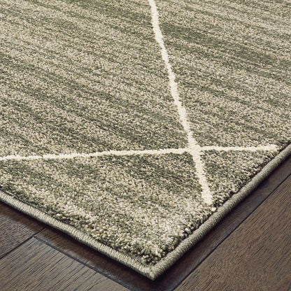 Carson Distressed Grey/ Ivory Lattice Cut Pile Rug