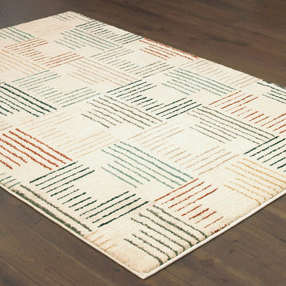 Carson Stripe Ivory/ Multi Geometric Cut Pile Rug