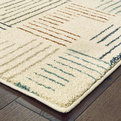 Carson Stripe Ivory/ Multi Geometric Cut Pile Rug