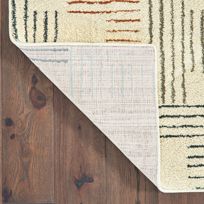 Carson Stripe Ivory/ Multi Geometric Cut Pile Rug