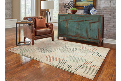 Carson Stripe Ivory/ Multi Geometric Cut Pile Rug