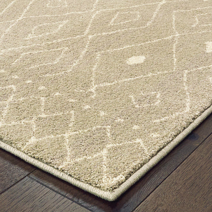 Carson Tribal Sand/ Ivory Geometric Cut Pile Rug