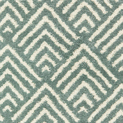 Carson Geometric Blue/ Ivory Cut Pile Rug